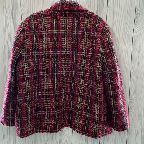 Vintage USA Appleseeds Red Plaid Overcoat Open Front Size 18 - Picture 3 of 7